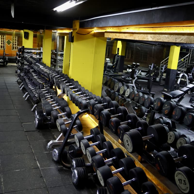 Rack de mancuernas de la zona de peso libre